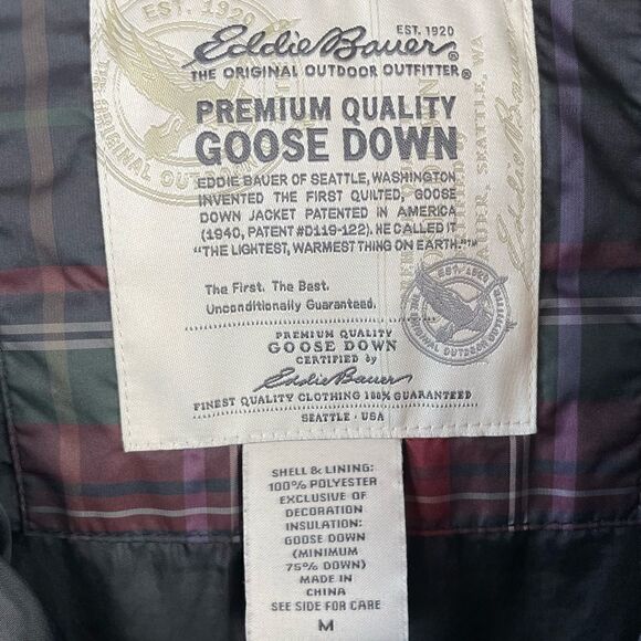 Eddie Bauer Plaid Goose Down Vest Size M EUC - Picture 7 of 7